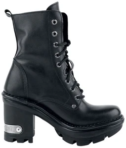 New Rock M-NEOTYRE07X-S1 Gothic Black Leather Ankle Boots Size 36 (UK 3/3.5) - Picture 1 of 8