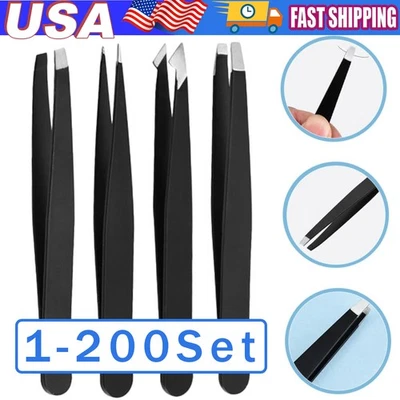 Eyebrow Tweezers Eyebrow Clip 4Piece Hair Beauty Pluckers Stainless Steel - Image 1 of 4
