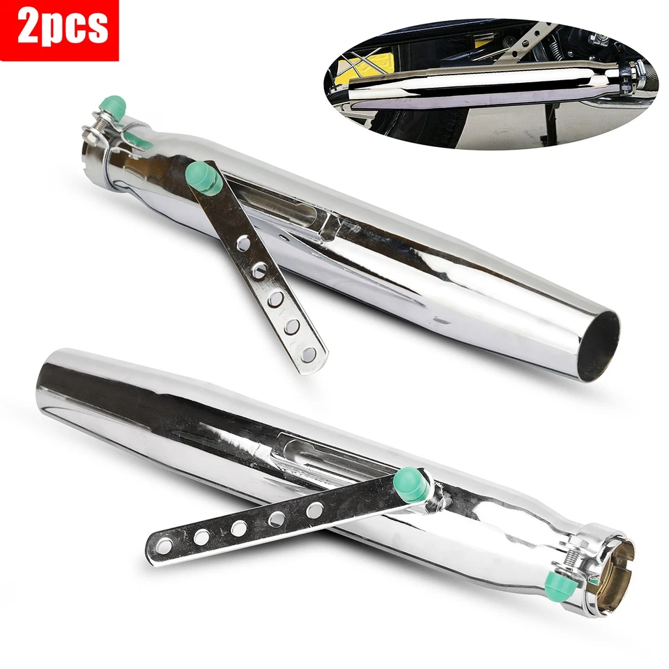 2Pcs 17" Motorcycle Exhaust Tail Pipe Muffler For Cafe Racer Bobber Chopper Foto 1 de 4