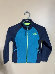 Boys North Face Jacket Size XXS (5) Full Front Zip Gray Blue Lime Lightweight - Picture 1 of 4