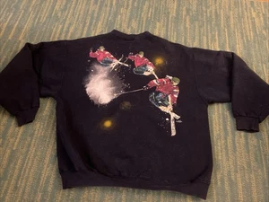 Vintage 90s Stowe Vermont Skiing Sweatshirt LARGE Lee Heavyweight - Picture 1 of 8