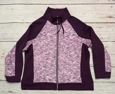 Ruby Rd. Chaqueta elástica manga larga con cremallera para mujer talla XL púrpura tinte espacial Foto 1 de 4