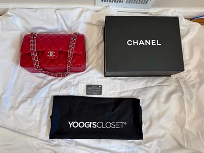 AUTÉNTICO Chanel Acolchado Jumbo Clásico Doble Solapa Bolso 13C Foto 1 de 4