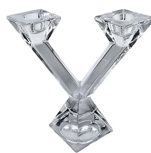 Vintage Villeroy & Boch Lead Crystal Two Arm Candelabra Candle Holder Glass 16cm - Bild 1 von 7