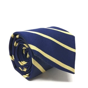 Brooks Brothers Makers Classic Tie Navy Gold Striped Silk Made USA Necktie - Picture 1 of 6