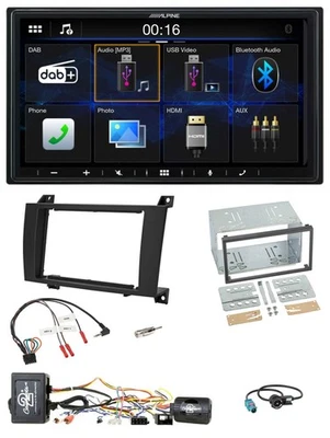 Alpine Bluetooth 2DIN Lenkrad DAB USB Autoradio für Mercedes SLK R171 04-08 akti - Bild 1 von 4