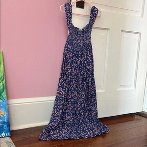 Girls Carters Floral Maxi Dress Blue Pink Smocked Size Medium 7/8 - Picture 1 of 4
