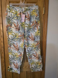 Serra Leinenmischung Tropical Print Hose Gummibund leicht LARGE - Bild 1 von 5