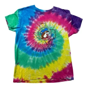 Buc-ee's Shirt Youth Large Colorful Tie Dye Texas Short Sleeve Cotton Novelty - Picture 1 of 8