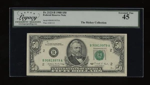 DBR 1988 $50 FRN New York Fr. 2123-B Legacy 45 Serial B90819979A - Picture 1 of 2