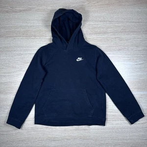 Nike Hoodie Kids Youth XL Black Long Sleeve Pullover Sweatshirt Swoosh Pockets - Picture 1 of 8