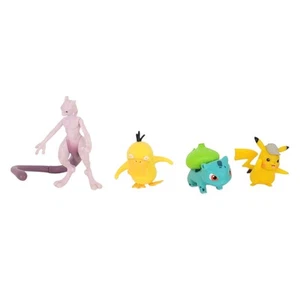 Paquete de figuras Pokemon Detective Pikachu Mewtwo, Pikachu, Psyduck y Bulbasaur - Imagen 1 de 4