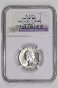 1932-S WASHINGTON QUARTER NGC UNC DETAILS - Picture 1 of 2