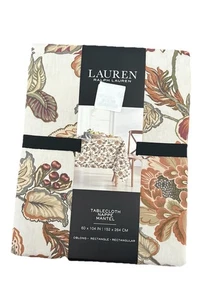 Ralph Lauren JACOBEAN FLORAL & BIRDS 60” x 104” Rust Green Oblong Tablecloth NEW - Picture 1 of 3
