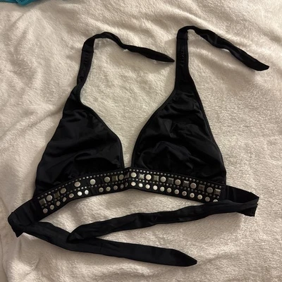 Traje de baño halter con estrás negro para mujer talla DD (se adapta a 34DD, 36D) Foto 1 de 4