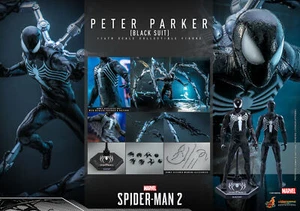 In Stock New Hot Toys VGM56 Spider-Man 2 1/6 Peter Parker Black Suit Regular Ver - Picture 1 of 9