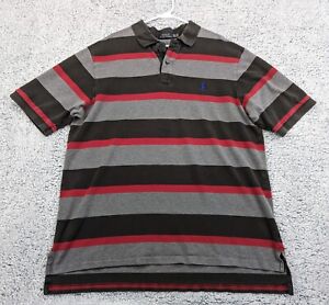 Polo Ralph Lauren Shirt Mens 2XLT Short Sleeve Striped Polo Pony Golf Black Red