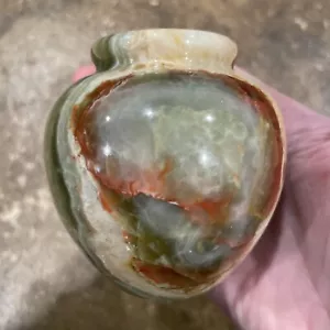 Vintage Green and Red Onyx Urn Planter Vase 3” Tall - Picture 1 of 8