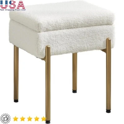 Taburete de tocador con almacenamiento oculto cómodo silla otomana patas de metal reposapiés EE. UU. Foto 1 de 4