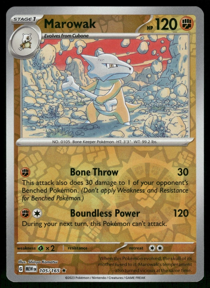 Marowak Reverse Holo NM 105/165 Scarlet & Violet 151 Pokemon Card - Image 1 of 1