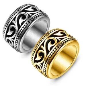 Anillos tótem estilo punk retro patrón dragón para hombre 316L acero inoxidable talla 7-14 - Imagen 1 de 29