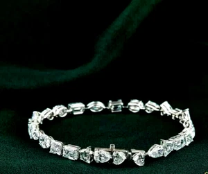 Mixed Shape Cut Lab Created Diamond Gift Tennis Bracelet 14k White Gold Over 8Ct - Picture 1 of 1