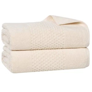 Playa Zero Twist Cotton Solid Waffle Textured Bathroom Bath Sheets, Set of 2 - Picture 1 of 55