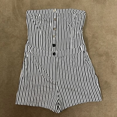 Nuevo Mameluco Bebe - 2B Bebe Blanco y Negro Wendy Mameluco a Rayas Verticales-Talla XL NUEVO CON ETIQUETAS Foto 1 de 4