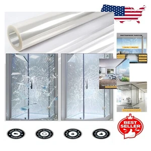 Clear Self-Adhesive 4Mil Shatterproof Window Film - Home/Office Security Upgrade - Picture 1 of 10