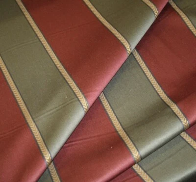 Ralph Lauren Clarendon Stripe Color Moss Burgandy Fabric - Image 1 of 4