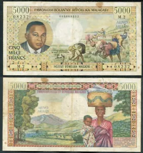 Madagascar 5000 Francs 1960 MBC 60 - Picture 1 of 1