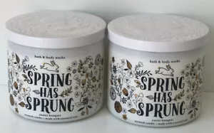 2x BATH & BODY WORKS 3-WICK SCENTED CANDLE SPRING HAS SPRUNG EASTER BOUQUET NEW - Picture 1 of 2