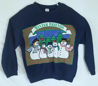 Vintage Sun Sportswear Christmas Holiday Sweatshirt Blue Size Women's Medium  - Image 1 of 4