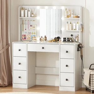 New Vanity Makeup Table Dressing Desk 10 LED Lighted Mirror w/ display board - Picture 1 of 10