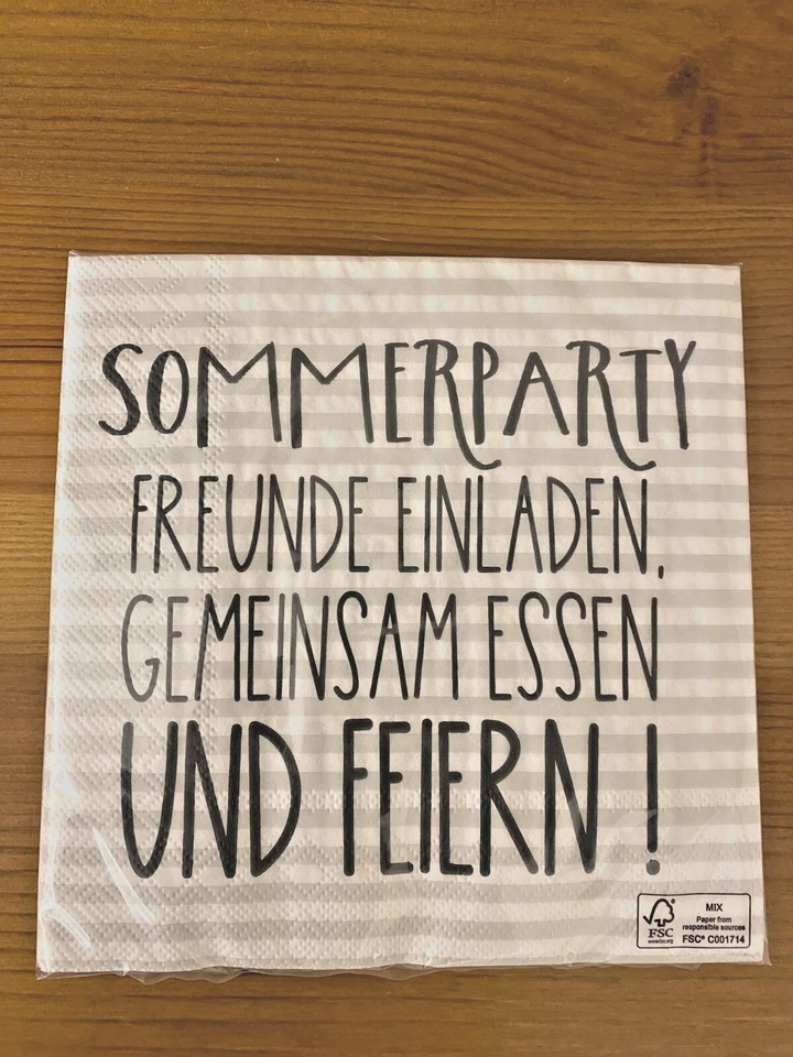 Servietten 3 lagig Papier 33 x 33 cm Sommerparty Freunde einladen, gemeinsam... - Bild 1 von 1