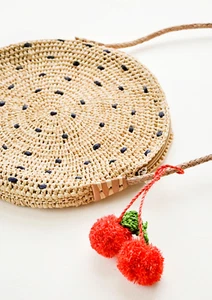 Mar y Sol - Alma Crocheted Raffia Crossbody Bag Navy - Picture 1 of 3
