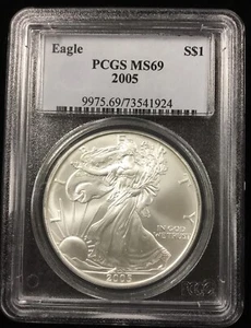 2005 $1 American Silver Eagle 1oz Dollar PCGS MS69 - Picture 1 of 4