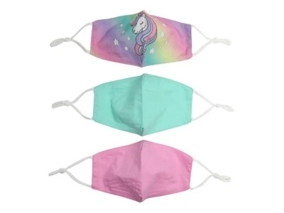 CAPELLI WASHABLE & REUSABLE UNICORN KIDS' UNISEX FACE MASK - 3 PACK KIDS SIZE：5+ - Image 1 of 4