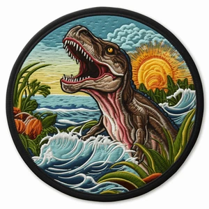 Tyrannosaurus Patch Iron-on Applique Dinosaur Badge Prehistoric Raptor Extinct - Picture 1 of 12