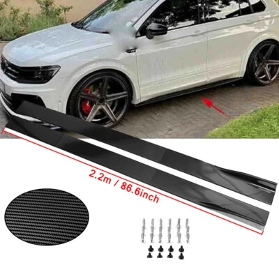 Carbon Fiber 86.6inch Side Skirt Extensions Rocker Panel For VW Tiguan - Image 1 of 4