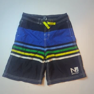 Nautica Boy's Swim Board Shorts Size Xl 24x7 Blue Yellow Lined Drawstring Pocket - Picture 1 of 13