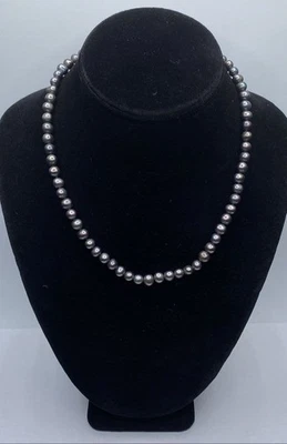 M.C Sterling Silver Black Knotted F.W. Pearls String Necklace 26.5g - Image 1 of 4