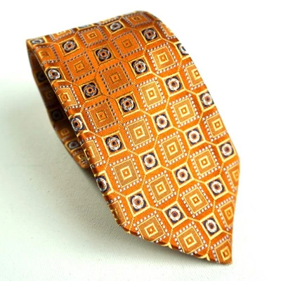 Jos A Bank подпись золотой галстук 100% шелк сделано в Италии геометрический узор 3 раза - Изображение 1 из 4