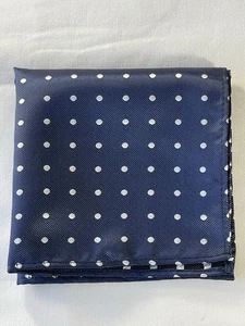 Navy blue/white dots pocket square/handkerchief - Picture 1 of 4
