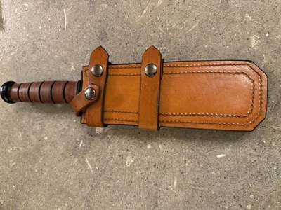 KA-BAR USMC Combat Knife Olean, NY w/ Custom Leather Sheath - Image 1 of 4