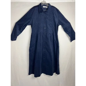Cottagecore Blue Corduroy Cabincore Dress Momcore Women XL Vermont Country Store - Picture 1 of 17