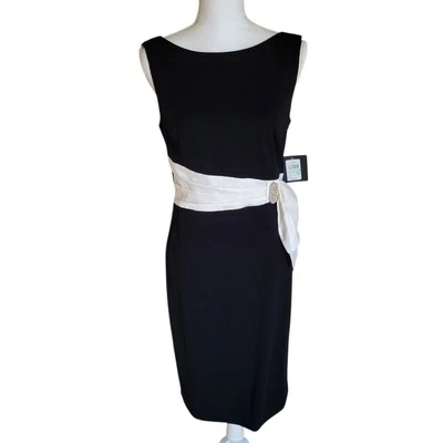 JH вечера платье женщин 8 черный белый без рукавов стразы Midi праздник новый с Ярлыками - Изображение 1 из 4