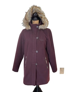 Dettagli Giacca Cappotto Int'l Tg M Medium Donna Melanzana Viola Ecopelliccia Bordo Cappuccio - Foto 1 di 19