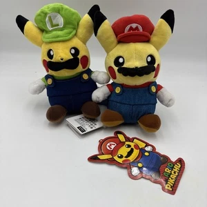 Mario And Luigi Pikachu Pokémon Plushies Read Description - Picture 1 of 8
