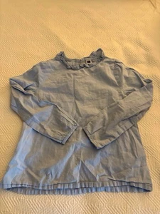 Girls Size 8 Janie and Jack Blue Long Sleeve Ruffled Shirt With Buttons  - Picture 1 of 3